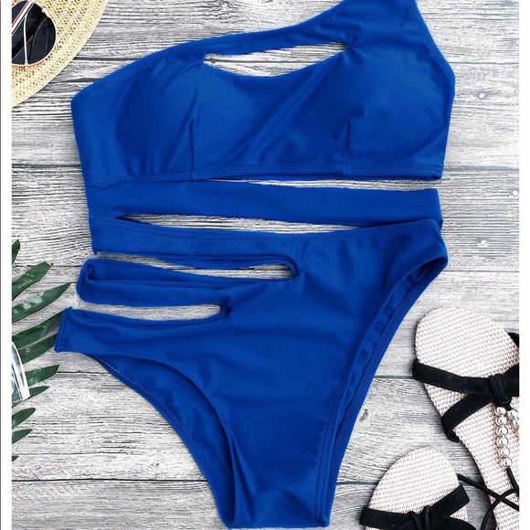 Zaful Other - ZAFUL asymmetrical cut out one piece bikini